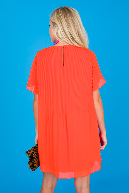 Pleated Dress, Spicy Orange