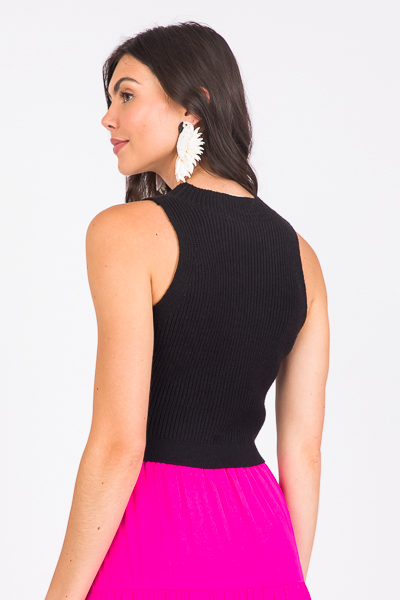 Cropped Sweater Tank, Black