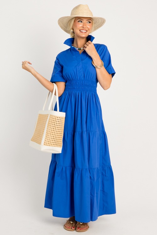 Janelle Poplin Maxi, Cobalt Blue