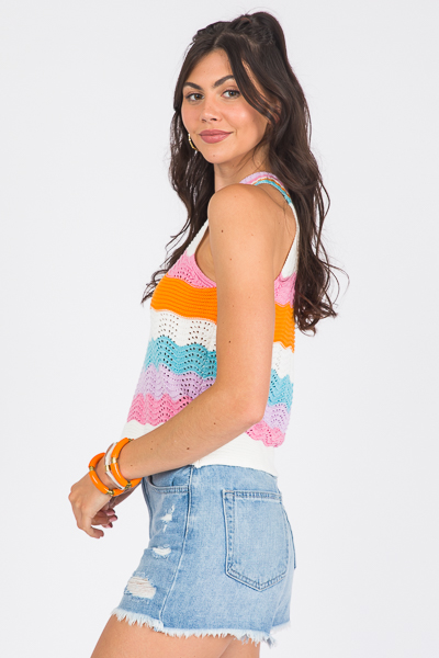 Color Wave Sweater Tank, Cream