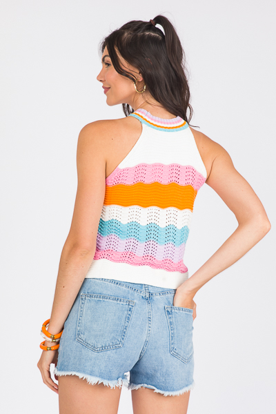 Color Wave Sweater Tank, Cream