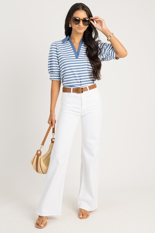 Stripe Knit Polo Top, Blue - 0625-104.jpg