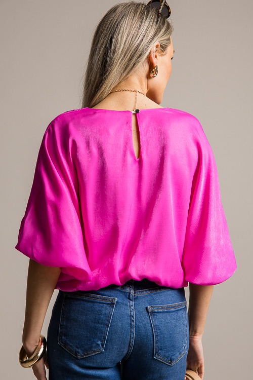 Satin Bubble Hem Blouse, Fuchsia - 0625-14.jpg