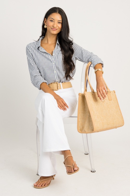 Classic Striped Shirt, Denim Blue