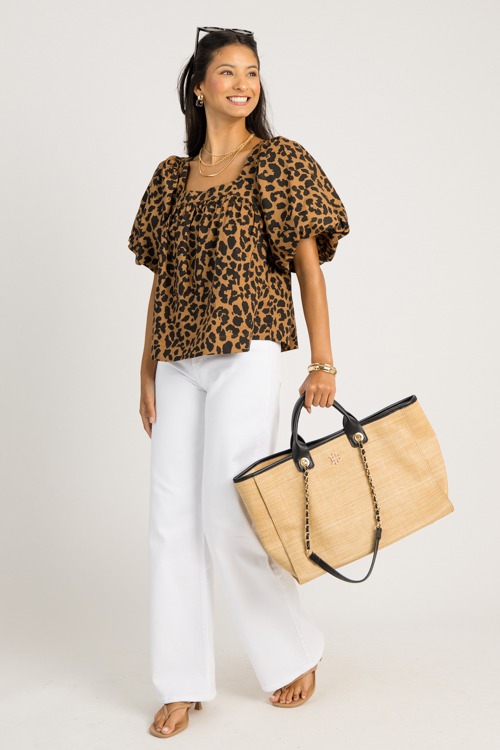 Puff Sleeve Leopard Blouse