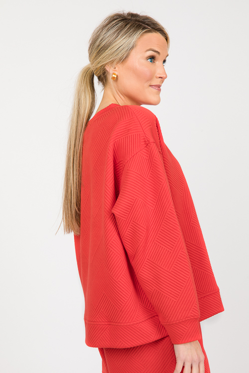 Solid Texture Sweatshirt, Orange