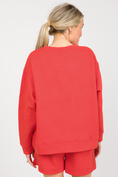 Solid Texture Sweatshirt, Orange