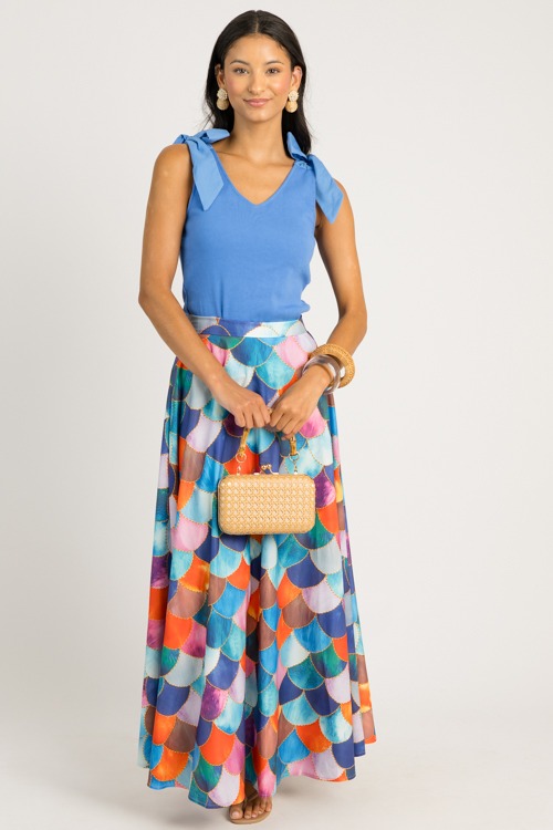 Bow Strap Knit Top, Blue