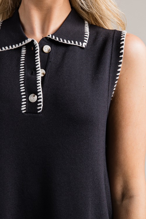 Stitch Contrast Polo Dress, Black - 0626-43.jpg