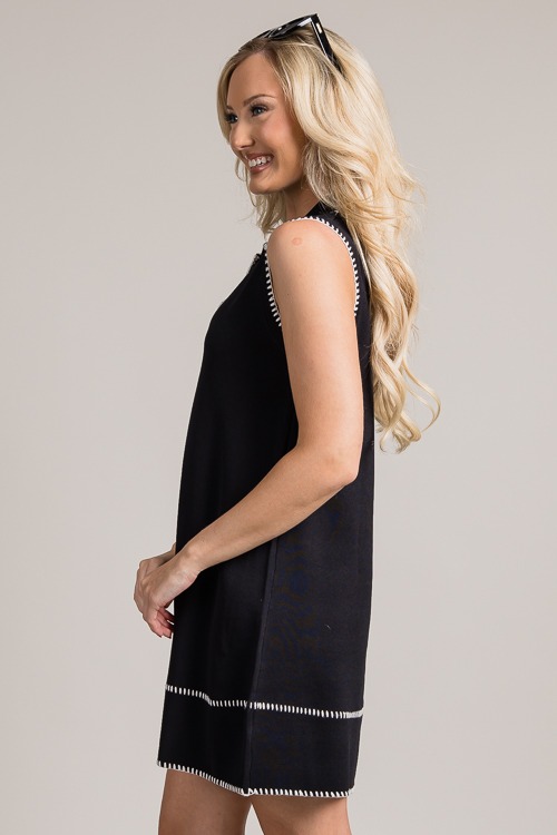 Stitch Contrast Polo Dress, Black - 0626-45.jpg