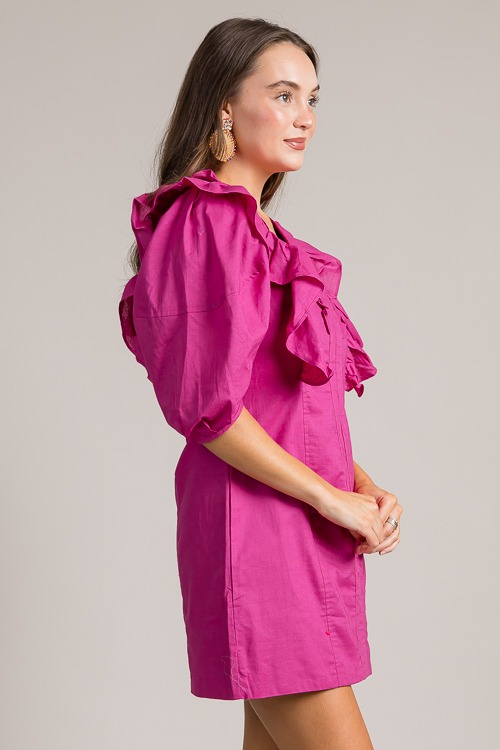 Ruffled Linen Dress, Magenta - 0626-62.jpg