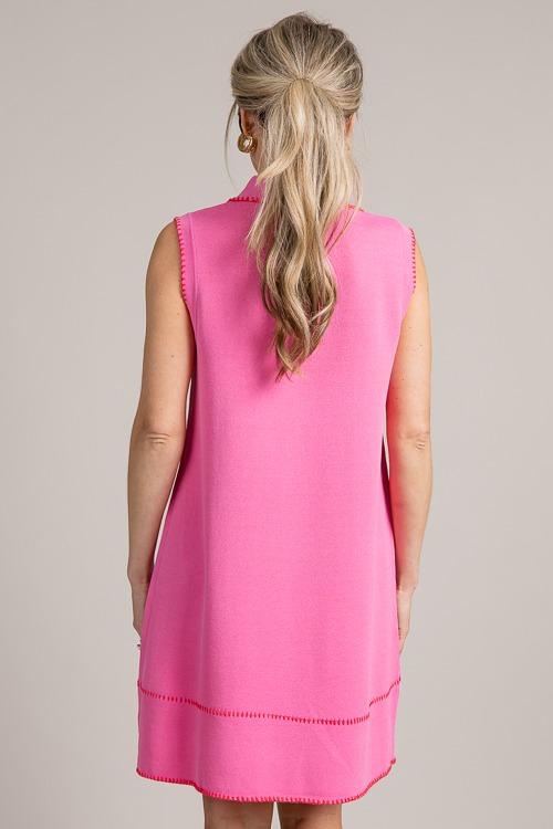 Stitch Contrast Polo Dress, Pink - 0626-69.jpg