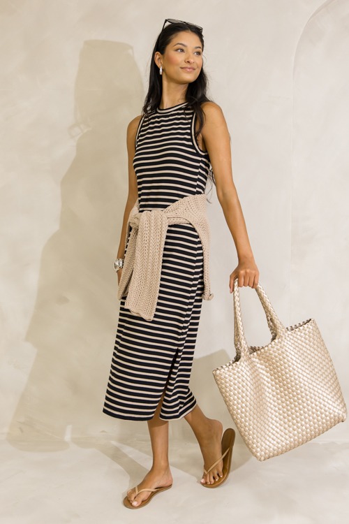 Laura Striped Midi, Black