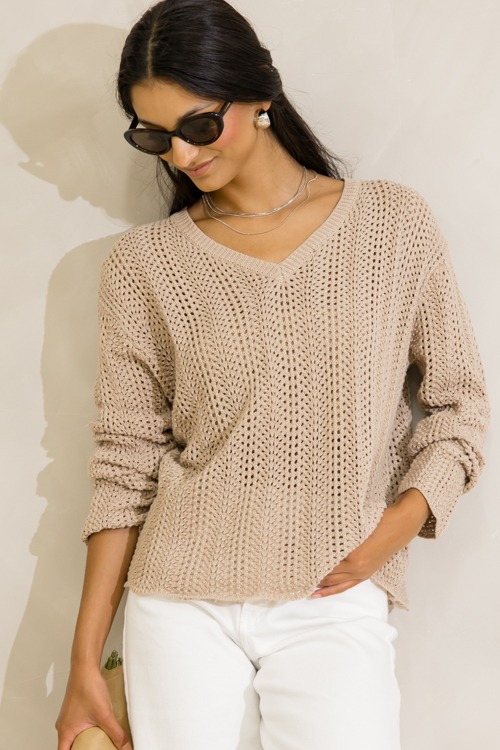 Crochet Knit V Sweater, Sand - 0627-214.jpg