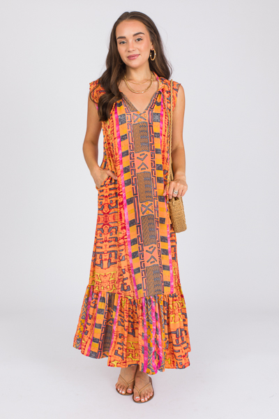 Tanzania Belted Maxi, Rust - MOVING SALE - The Blue Door Boutique