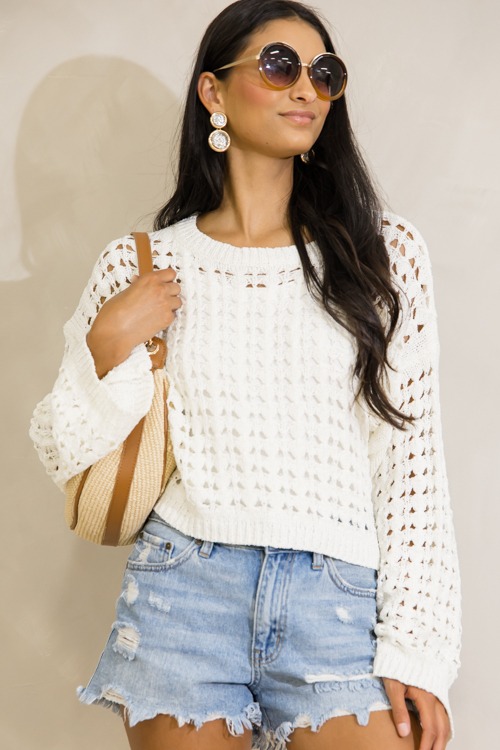 Logan Open Weave Sweater, Off White