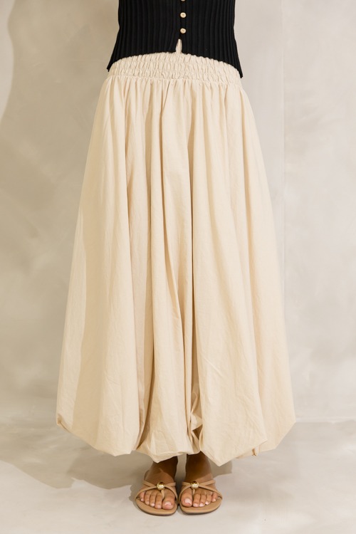 Bubble Hem Maxi Skirt, Beige - 0627-267h.jpg