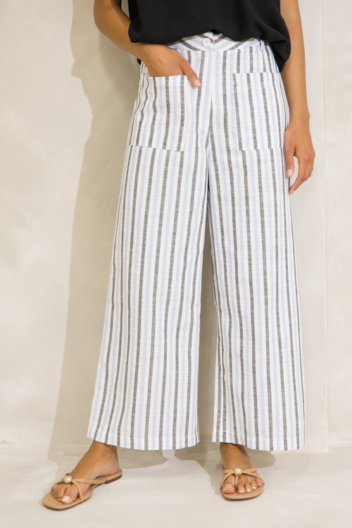 Striped Linen Pocket Pants, Blue - 0627-293p.jpg