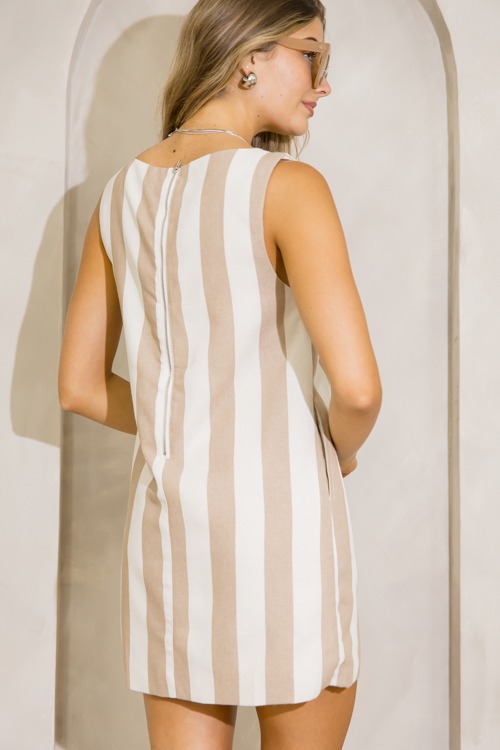 Scoop Neck Stripe Dress, Taupe - 0627-348.jpg