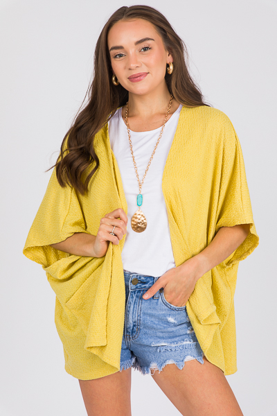 Open Front Pocket Cardi, Yellow