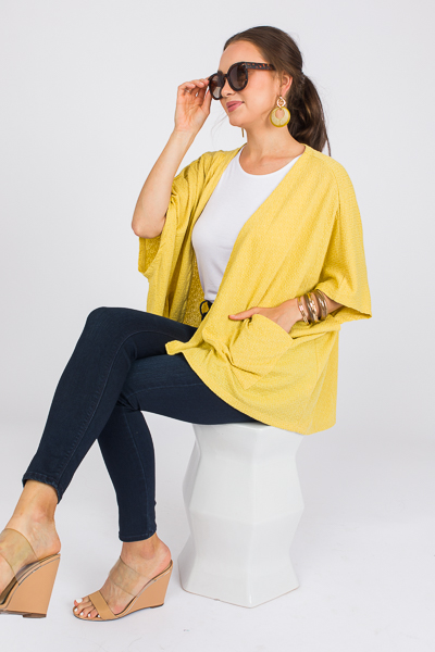 Open Front Pocket Cardi, Yellow