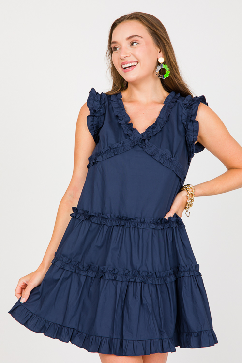 Ruffles On Ruffles Dress, Navy