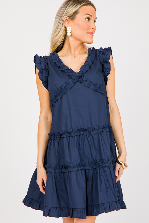 Ruffles On Ruffles Dress, Navy