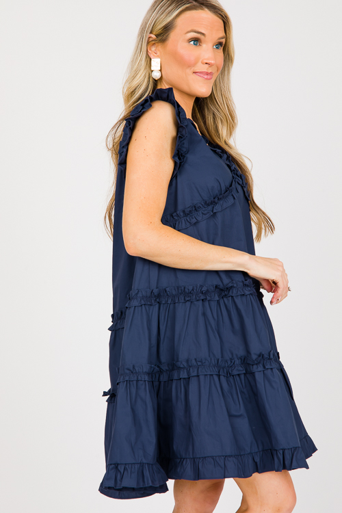 Ruffles On Ruffles Dress, Navy