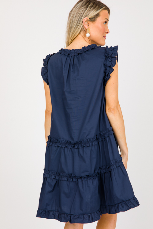 Ruffles On Ruffles Dress, Navy