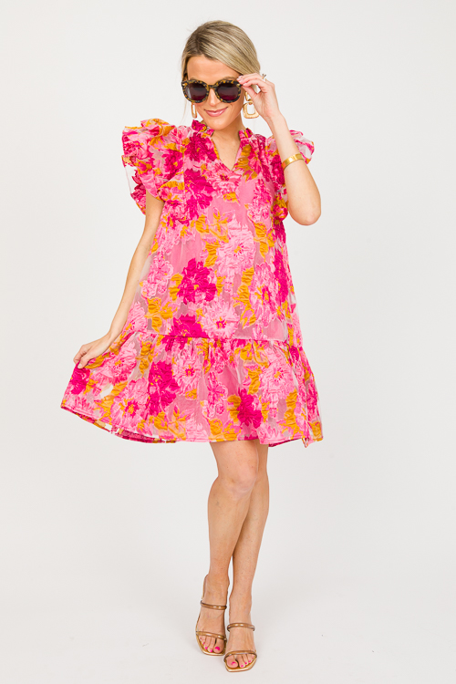 Flower Pop Dress, Pink Combo