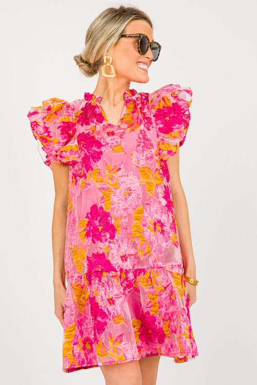 Flower Pop Dress, Pink Combo