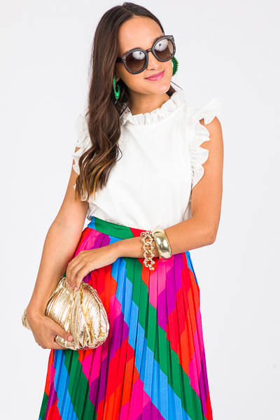 Pleated Rainbow Midi Skirt