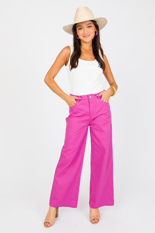 Sophia Twill Pants, Magenta