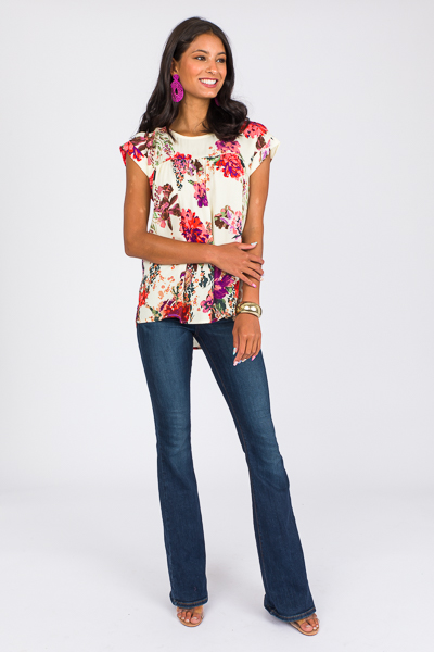 Shauna Floral Top, Ivory