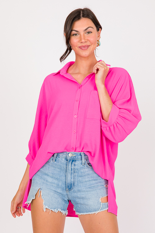 Courtney Tunic Shirt, Hot Pink
