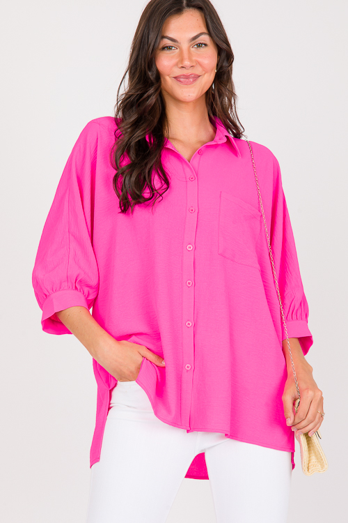 Courtney Tunic Shirt, Hot Pink