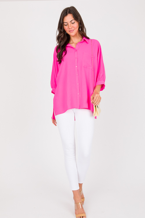 Courtney Tunic Shirt, Hot Pink