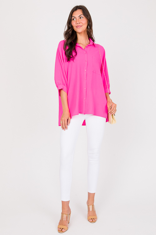Courtney Tunic Shirt, Hot Pink