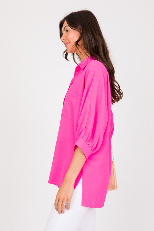 Courtney Tunic Shirt, Hot Pink