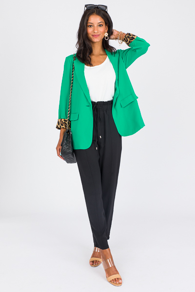 Leopard Lined Blazer, Emerald