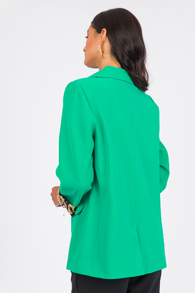 Leopard Lined Blazer, Emerald