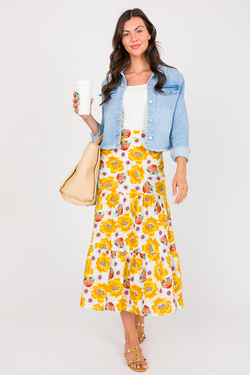 Poppy Floral Midi Skirt, Multi