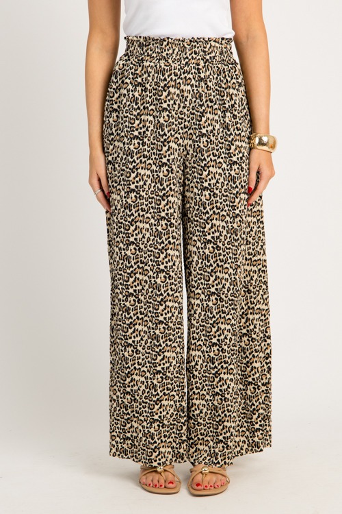 Textured Leopard Pants, Mocha