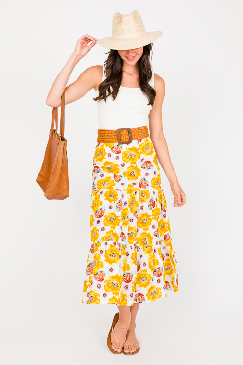 Poppy Floral Midi Skirt, Multi