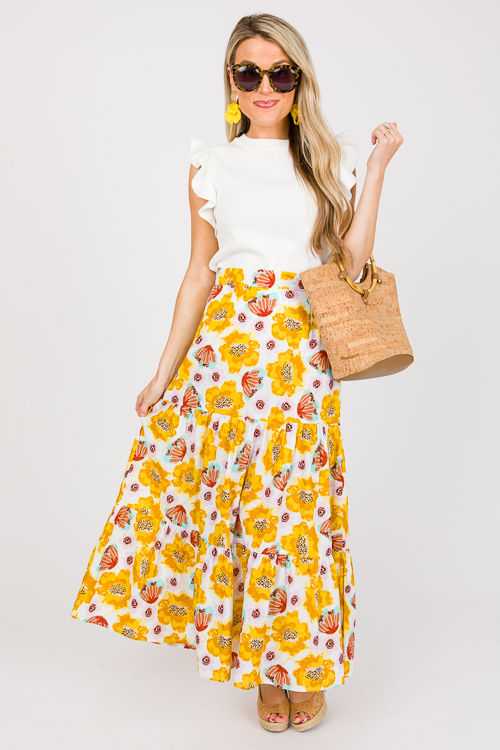 Poppy Floral Midi Skirt, Multi