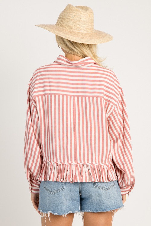 Ruffle Hem Stripe Shirt, Red - 0630-44.jpg