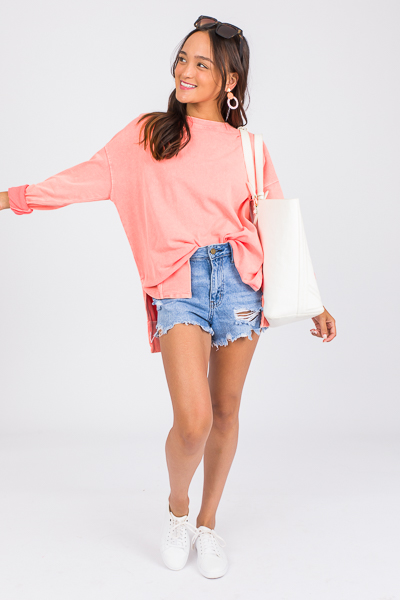 Tunic Sweatshirt, Faded Coral