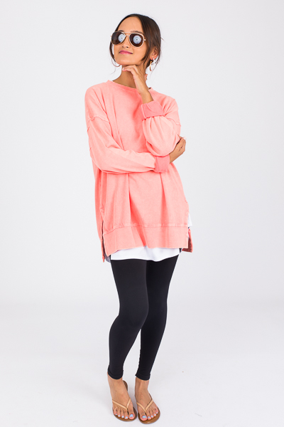 Tunic Sweatshirt, Faded Coral