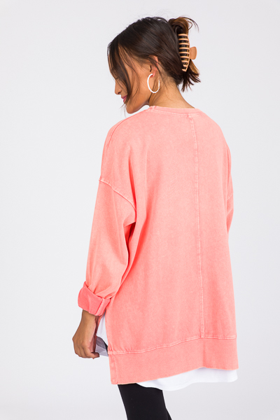 Tunic Sweatshirt, Faded Coral
