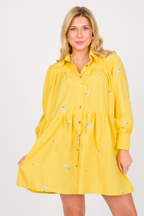 Daisy Shirt Dress, Yellow